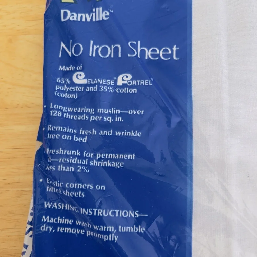 VTG 1970's Danville NOS No Iron Muslin White Twin Flat Sheet 66